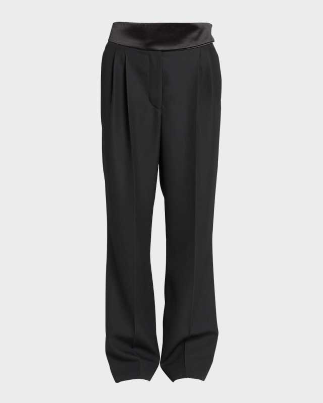 Wide-Leg Wool Tuxedo Trousers