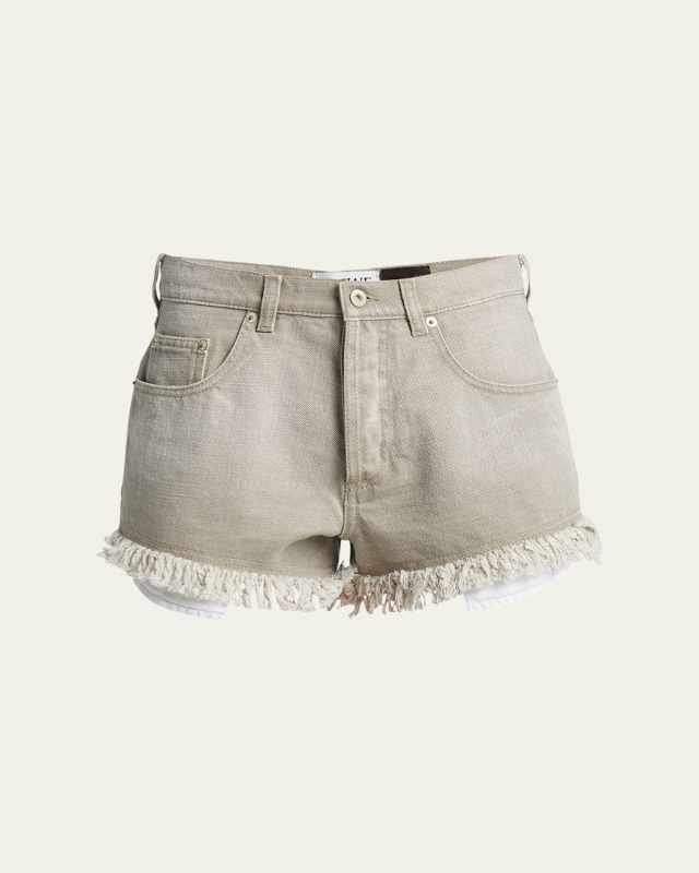 Frayed Denim Anagram Pocket Shorts