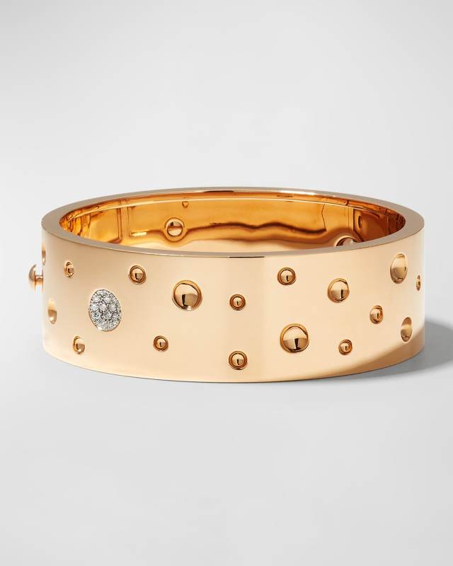 Pois Moi Luna 18k Rose Gold Diamond Wide Bangle