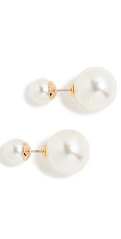 SHASHI Double Ball Pearl Earrings White Pearl