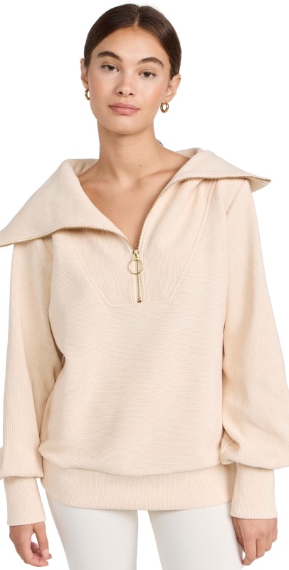 Varley Vine Half Zip Sweatshirt Oatmeal Marl