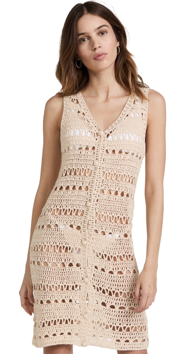 Line & Dot Roxie Crochet Mini Dress Ecru