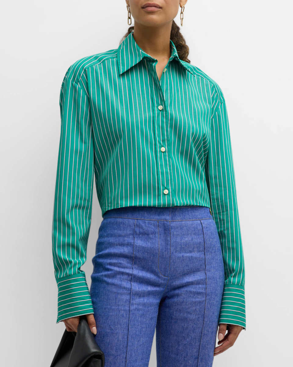 Lyn Striped Button-Down Cotton Shirt