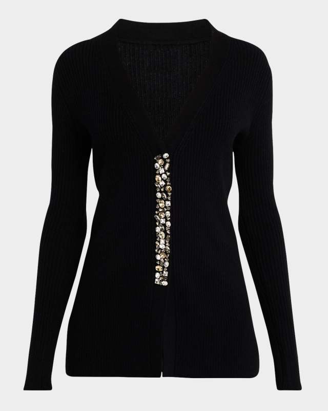 Cashmere Rhinestone-Embellished Cardigan