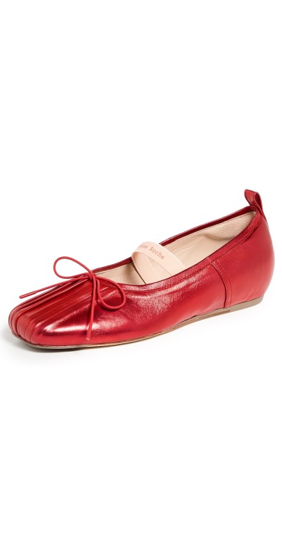Simone Rocha Classic Pleated Ballerina Flats With Band Red