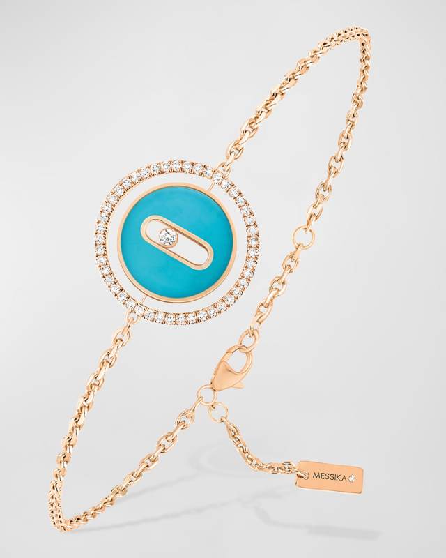 LUCKY MOVE 18K ROSE GOLD TURQUOISE PENDANT BRACELET
