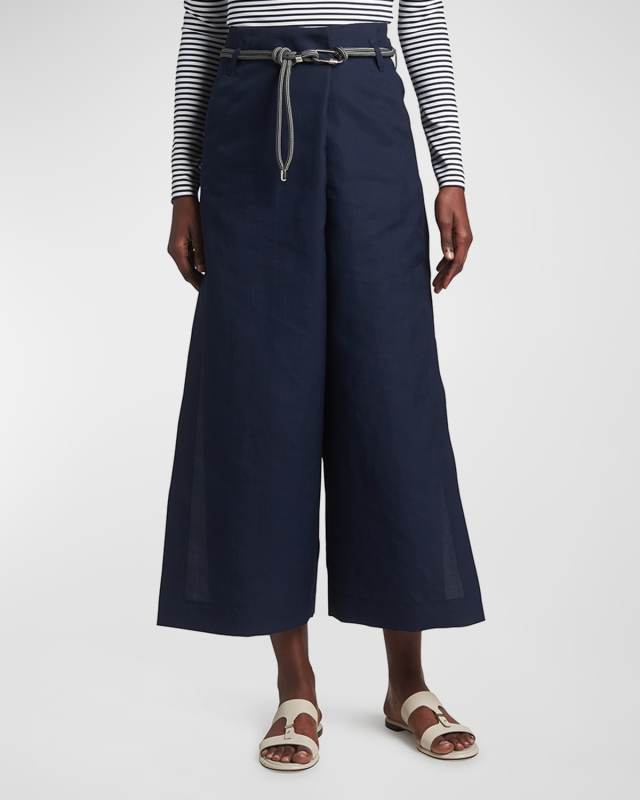 Carabiner Rope Belted Wide-Leg Trousers