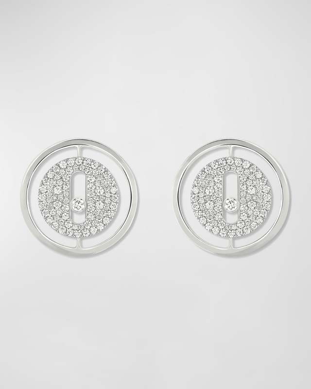 LUCKY MOVE 18K WHITE GOLD DIAMOND STUD EARRINGS