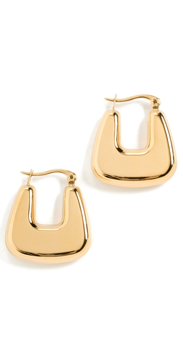 By Adina Eden Solid Graduated Square Shape Hoop Earrings Gold