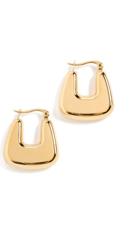 By Adina Eden Solid Graduated Square Shape Hoop Earrings Gold