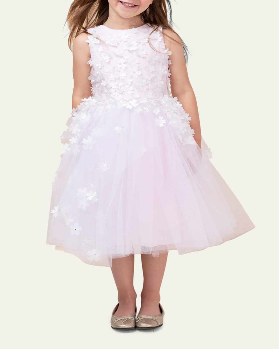 Girl's Lauren 3D Flower Embellished Tulle Dress, Size 2-1
