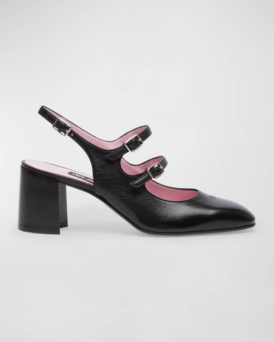 Banana Leather Mary Jane Slingback Pumps