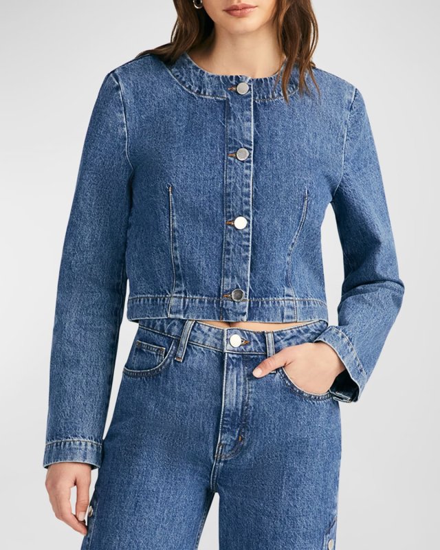 Ezra Collarless Denim Jacket