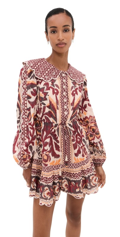 FARM Rio Toucans Scarf Cream Mini Dress Toucans Scarf Cream