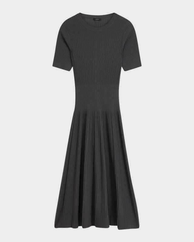 Ribbed Knit Midi Sweater Dress