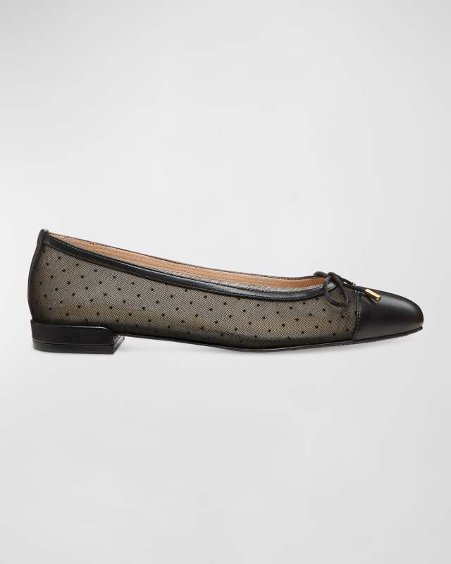Sleek Mesh Bow Ballerina Flats