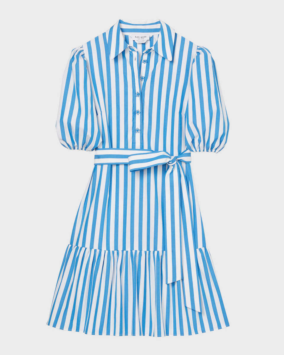 summer stripe flounce cotton mini dress