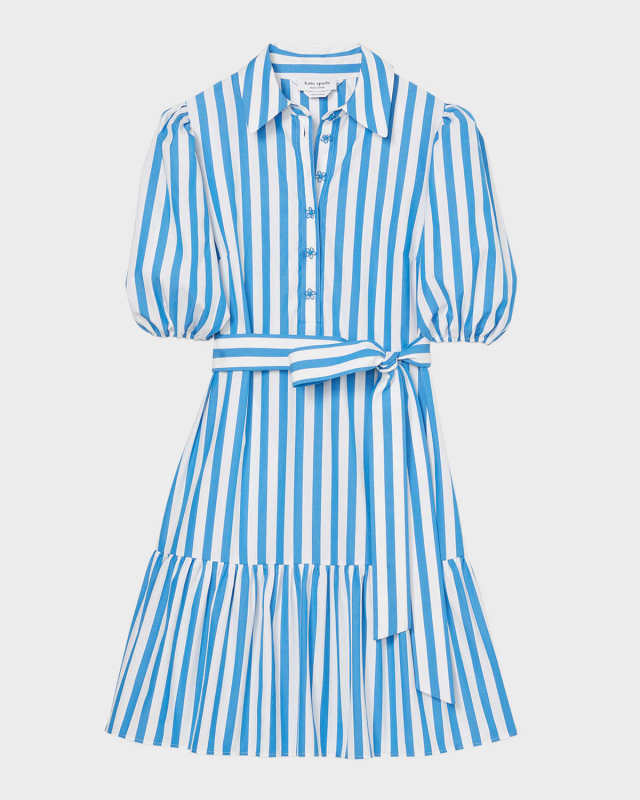 summer stripe flounce cotton mini dress