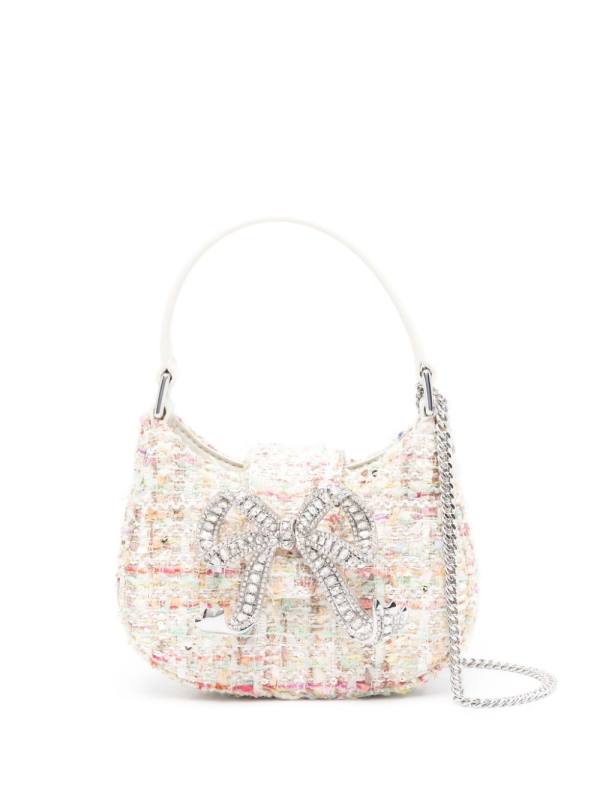 crystal-bow tweed mini bag