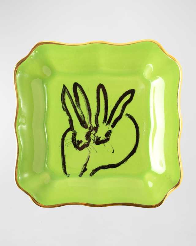 Portrait Plate with Gold Rim - Green