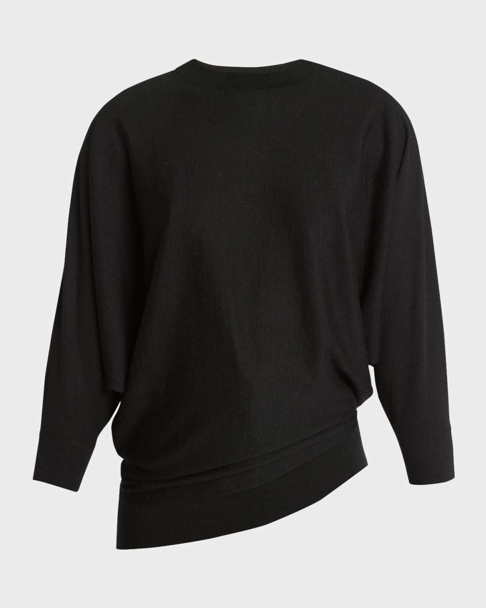 Asymmetric Dolman-Sleeve Cashmere Knit Sweat