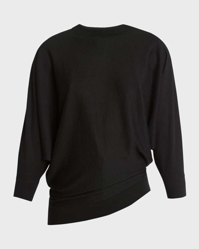 Asymmetric Dolman-Sleeve Cashmere Knit Sweat