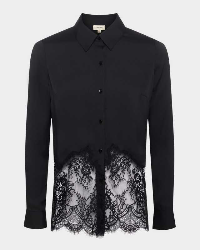 Adalee Lace Inset Satin Blouse