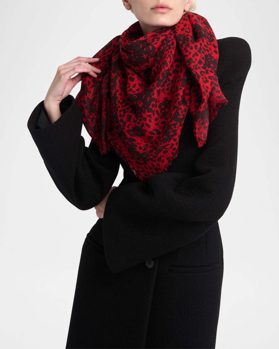 Leopard Skull Wool Scarf