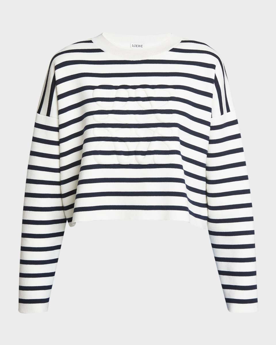 Striped Wool-Blend Sweater with Anagram Detail