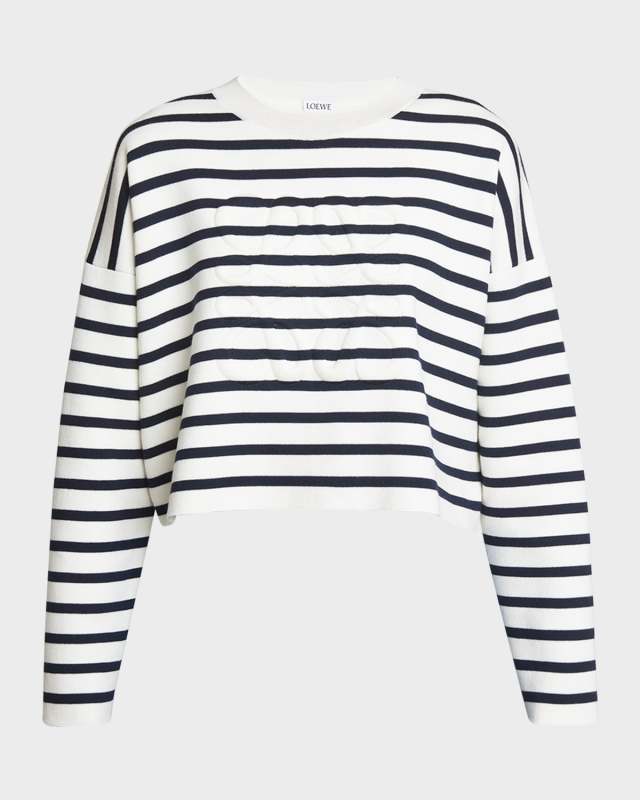 Striped Wool-Blend Sweater with Anagram Detail