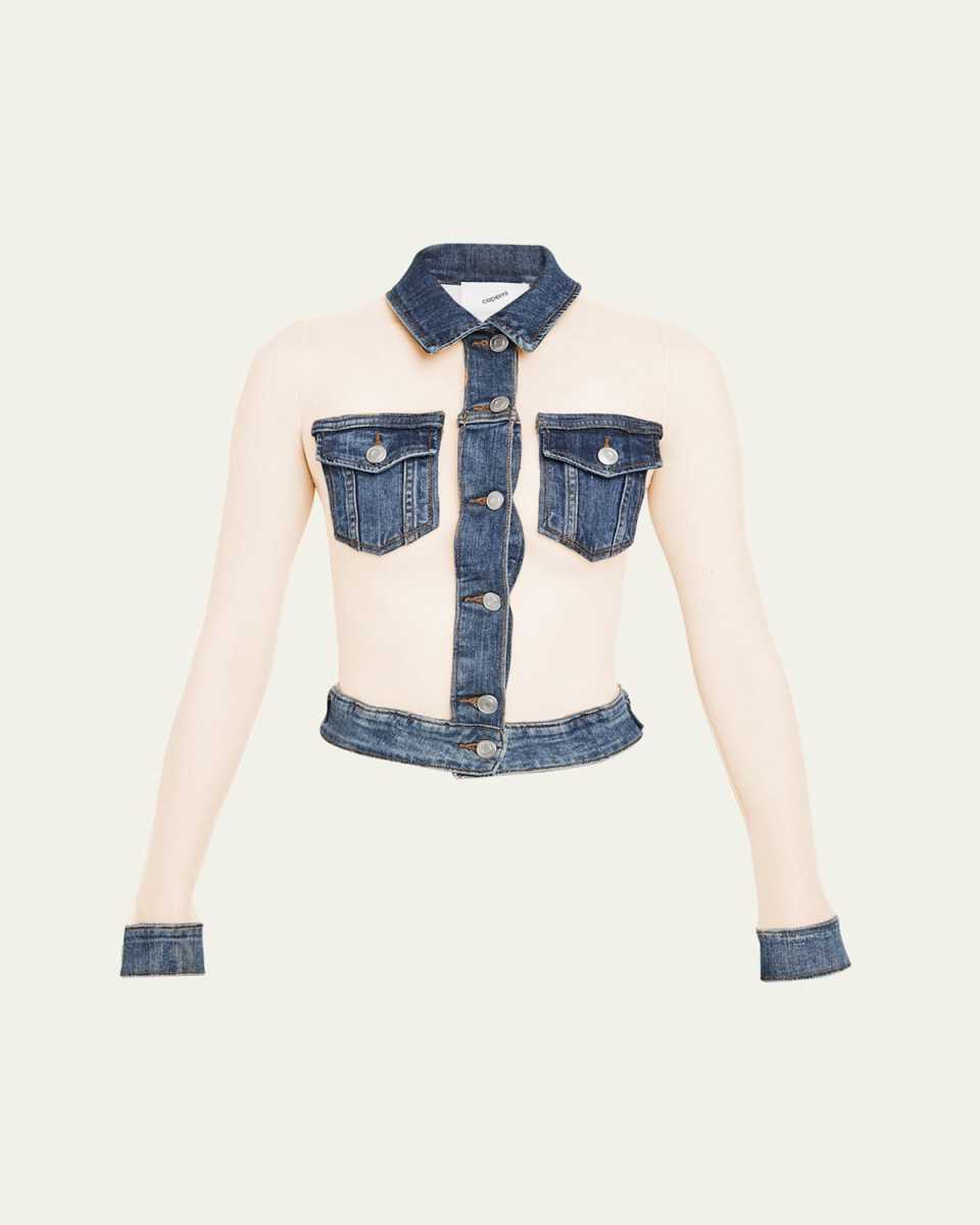 Tulle Illusion Denim Top