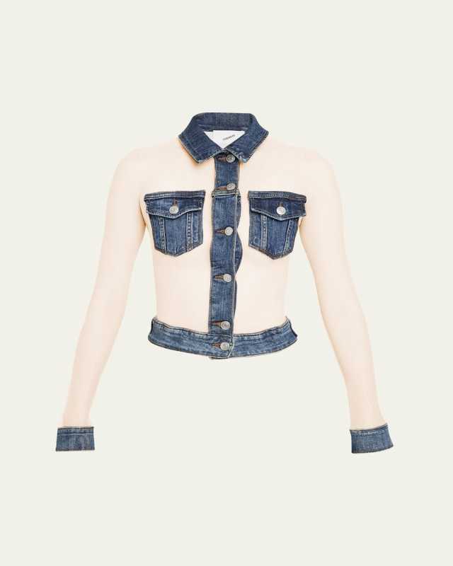 Tulle Illusion Denim Top