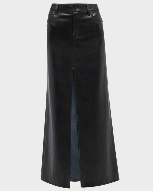 Rye Vegan Leather Front-Slit Maxi Skirt