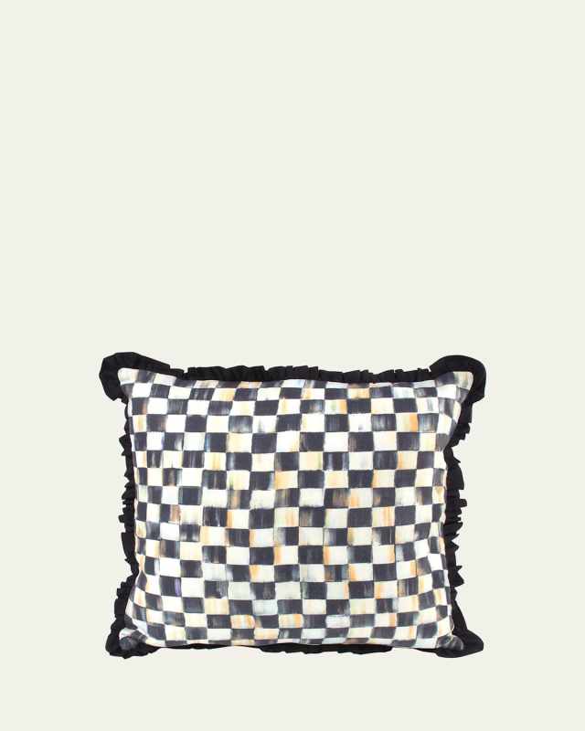 Courtly Check Ruffled Square Pillow