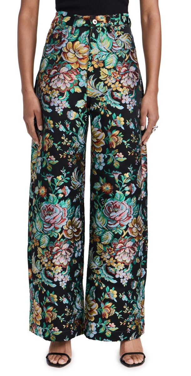 Marques Almeida Brocade Boyfriend Trousers Black