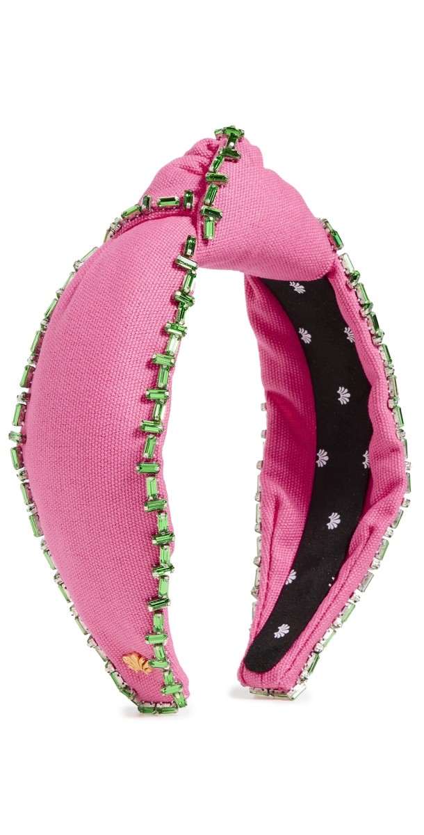 Lele Sadoughi Crystal Trim Knotted Headband Flamingo