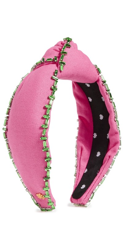 Lele Sadoughi Crystal Trim Knotted Headband Flamingo