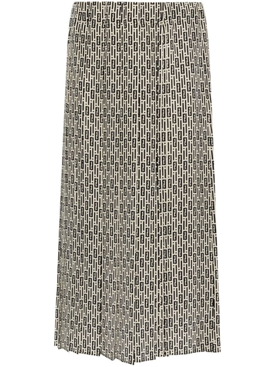 graphic-print silk midi skirt