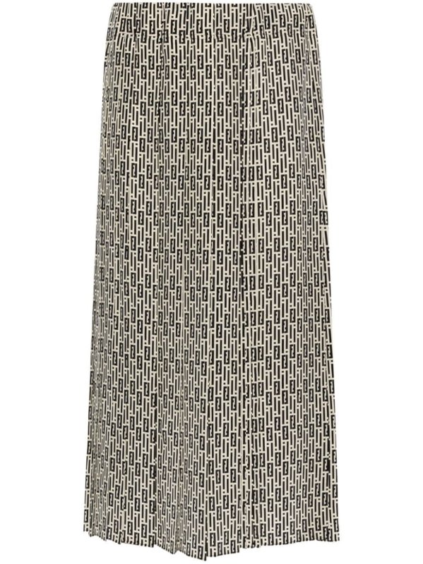 graphic-print silk midi skirt