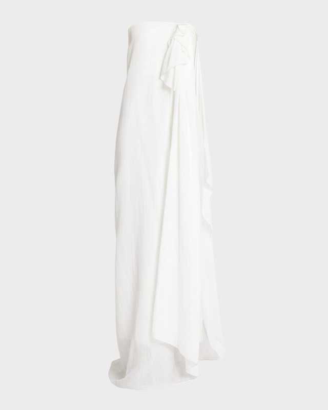 Madeleine Strapless Cascading-Drape Gown