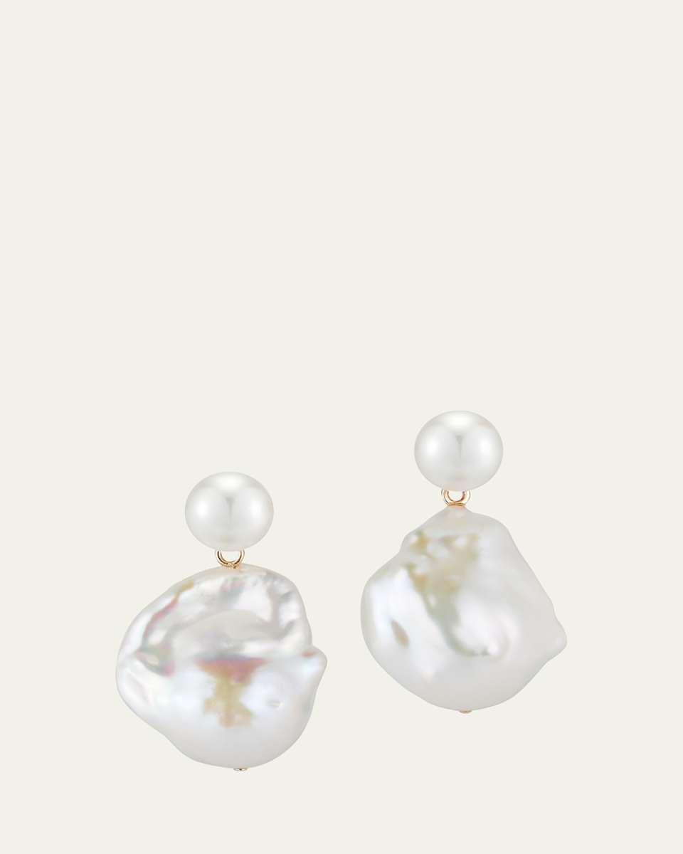 14K Duality Pearl Drop Earrings