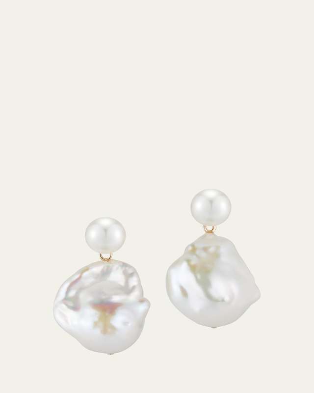 14K Duality Pearl Drop Earrings