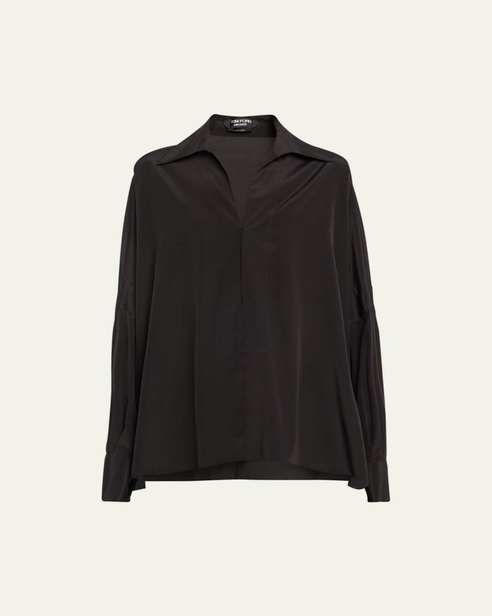 Oversize Collared Silk Blouse