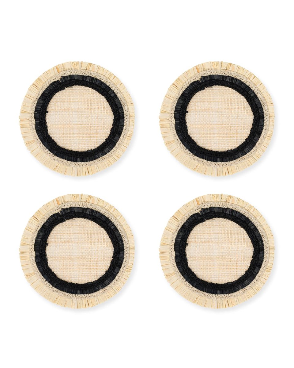 Ruffle-Edge Straw Coasters, Set of 4