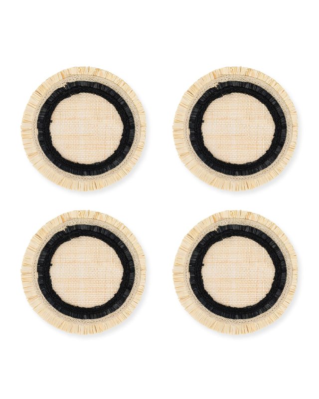 Ruffle-Edge Straw Coasters, Set of 4