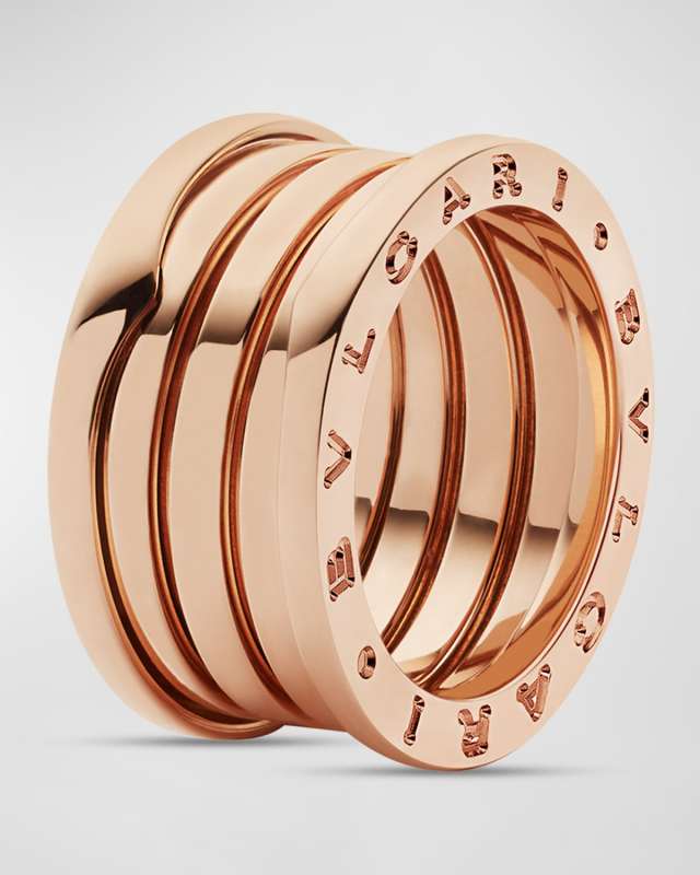 B. Zero1 18K Pink Gold 4-Band Ring, E