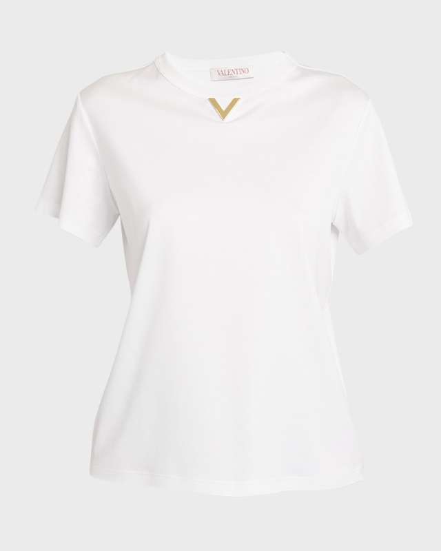 V-Logo Short-Sleeve Cotton Jersey T-Shirt