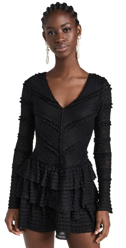 LoveShackFancy Boreno Dress Black