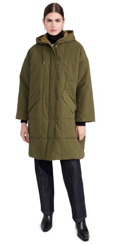 Closed Quilted Coat Clover Green