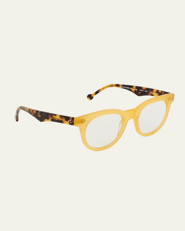 Blue Light Blocking Two-Tone Round Acetate Readers